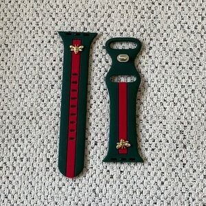 Authentic Strawberry Avacado Green/Red Watch Band with Gold Accents.